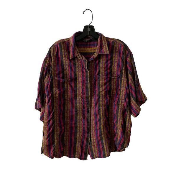 Vintage Tony France Native Stripe Cotton Shirt - Picture 1 of 2